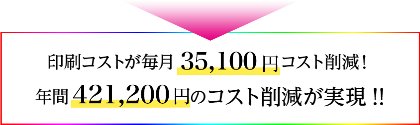 印刷コストが毎月40,260円コスト削減！年間452,880円のコスト削減が実現!!